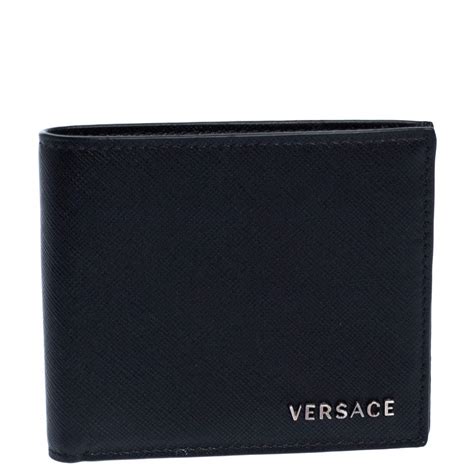 versace bifold black leather wallet